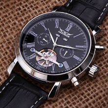 Jaragar luxury mechanical automatic brand watch leather strap date&day AUTO Flywheel Tourbillon Mens Wristwatch relogio 2024 - buy cheap