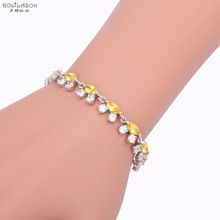 ROLILASON summer vibe Yellow and white Zircon Crystal Party Gifts Silver Wholesale Retail Fashion jewelry Charm Bracelets TBS955 2024 - buy cheap