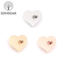 Somsoar Jewelry Heart Shape Slide Charms fit 10mm Mesh Bracelet and Leather Wrap Bracelet accessories Making 10pcs/lot 2024 - buy cheap