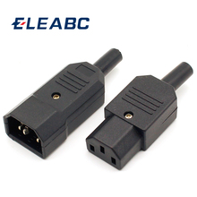 Conector 10a 250v preto iec c13 c14, plugue macho fêmea retrátil conector de energia 3 pinos ac, 5 pares novo 2024 - compre barato