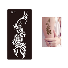 1pc Flash Glitter Henna Mehndi Stencil Tattoo Women Body Art Flower Waterproof Temporary Tattoo Sticker Kit Template Design S217 2024 - buy cheap