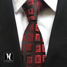 NEW Man woven necktie shirt dress neckties black with red checkers 2024 - buy cheap