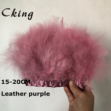 Cking 10M/lot Leather purple Dyed marabou trim Feather Ribbons for Wedding Cake Gift Decoration Craft Supplies 15-20cm width 2024 - compre barato