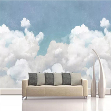 Decorative wallpaper Medieval hand-painted nostalgic blue sky and white cloud background wall painting 2024 - buy cheap