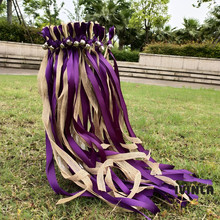 50pcs/lot purple jute Wedding Ribbon Wands with bell for wedding decoration 2024 - buy cheap