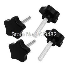 4 Pcs 40mm x 8mm Thread Plastic Star Head Clamping Screw Knob Handle Black 2024 - buy cheap