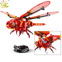 HUIQIBAO TOYS 330pcs Insect red dragonfly Building Blocks For Children Collections model Creative Animals DIY Bricks 2024 - buy cheap