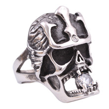 MEN's Gothic Crystal Skull 316L Stainless Steel Biker Ring Anarchy Death Skull Ring 316L Stainless Steel Skull Ring 2024 - buy cheap