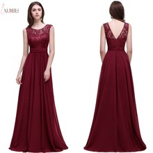 2019 Burgundy Chiffon Long Evening Dress Scoop Neck Sleeveless Evening Gown robe de soiree 2024 - buy cheap