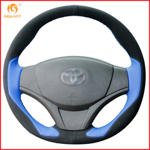 MEWANT Black Suede Blue Leather Car Steering Wheel Cover for Toyota Vios 2014 2015 2016 Interior Accessories Parts 2024 - buy cheap