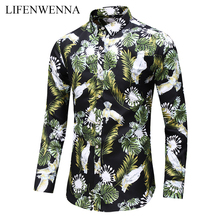 Plus Size 6XL 7XL Men's Shirt Autumn New Fashion Flower Printed Long Sleeve Shirts Men Casual Business Office Floral Shirts Male 2024 - buy cheap