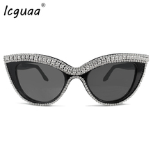 Gafas de sol de lujo con forma de ojo de gato para mujer y hombre, lentes de sol de lujo con protección UV400, con diamantes, lentes de cristal para chicas, anteojos de sol ostentosos, 2019 2024 - compra barato