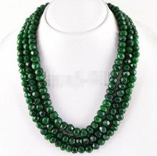 3Rows Natural 5x8mm Green Emerald Faceted Gemstone Beads Necklace 17-19'' AAA 2024 - buy cheap