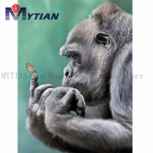 Pintura de diamantes 5D DIY, juego de punto de cruz de monos, bordado de diamantes Gorilla, mosaico de animales, pintura de Oranguton, decoración del hogar 2024 - compra barato