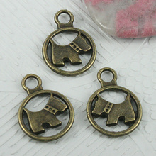 30 peças amuletos de design de cachorro em bronze antigo, 2 lados, redondo, ef0785 2024 - compre barato