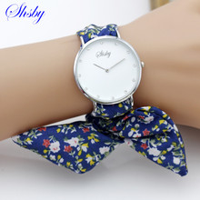 shsby brand Lady flower cloth wristwatch rhinestone silver women dress watch high quality fabric watch sweet girl Bracelet watch 2024 - buy cheap