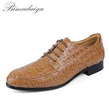 BIMUDUIYU/модная деловая обувь из натуральной кожи с крокодиловым лицевым покрытием на шнуровке мужские оксфорды; Официальная обувь мужская обувь Большие размеры 39-50 2024 - купить недорого