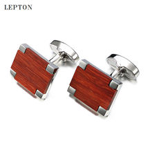 Low-key Luxury Wood Cufflinks For Mens Business High Quality Lepton Square Rosewood Cuff links Men Shirt Button Cufflink Gemelos 2024 - buy cheap