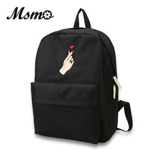 MSMO Finger Heart Backpack Cute Women Men Canvas Rose Embroidery Backpacks for Teenagers Women's Travel Bags Rucksack School Bag 2024 - buy cheap