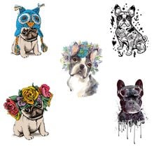 COSBILL 5 Pieces/ Lot Cute PUG Dog Patches Diy Iron On Transfers Sticker Clothes Decoration Washable T-shirt Hoodie Accessory 2024 - buy cheap