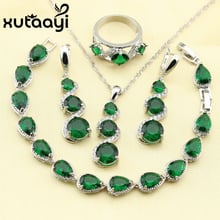 XUTAAYI Fetching Alluring Green Imitated Emerald 4PCS Jewelry Set  Sterling Silver Earrings Ring Necklace Pendant Bracelet 2024 - buy cheap