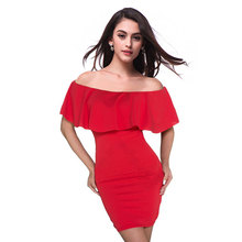 Casual Ruffles Dress 2019 Off The Shoulder Summer Dresses Women Elegant Party Dresses Slash Neck Sexy Mini Dress Bandage Vestido 2024 - buy cheap