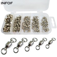 Infif-conector giratorio de pesca, gancho giratorio de rodamiento de bolas con anillos sólidos, comba de pesca, aparejos de pesca, 100 piezas 2024 - compra barato