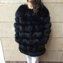 Arlenesain-abrigo de piel auténtica de zorro para mujer, chaqueta de moda gruesa y cálida para invierno, novedad 2024 - compra barato