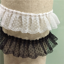 5cm high quality polyeter netting ruffle lace pleated white black ribbon lace Free Shipping 2024 - buy cheap