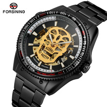 Forsining relógio esportivo automático 3d, esqueleto de marca superior em aço inoxidável dourado transparente com design luminoso, relógio de luxo para homens 2024 - compre barato
