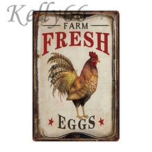 [ Kelly66 ] Farm Fresh Eggs Chicken  Vintage Metal Sign Tin Poster Home Decor Pub Wall Art Painting 20*30 CM Size y-1028 2024 - buy cheap