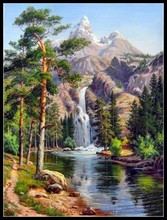 Embroidery Counted Cross Stitch Kits Needlework - Crafts 14 ct DMC Color DIY Arts Handmade Decor - Waterfall in the Mountains 2024 - buy cheap