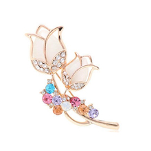 OneckOha Fashion Jewely Opal Stone Rose Flower Brooches Rhinestone Couple Love Flower Brooch Pin Birthday Gift 2024 - buy cheap