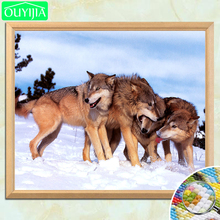 OUYIJIA Wolves Playing In The Snow 5D DIY Diamond Painting Full Square Diamond Embroidery Rhinestones Mosaic Handwork Painting 2024 - buy cheap