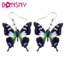 Bonsny Acrylic New Guinea Graphium Weiskei Butterfly Earrings Dangle Drop Big Long Novelty Insect Jewelry For Women Girls Gift 2024 - buy cheap