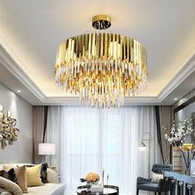 New Modern Crystal Lamp Chandelier For Living Room Luxury Gold Round Stainless Steel Chain Chandeliers Lighting 2024 - buy cheap