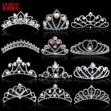 AINAMEISI-Tiara nupcial de cristal para mujer y niña, corona de Princesa con diamantes de imitación, perlas, boda, peine, joyería para el cabello, regalo 2024 - compra barato