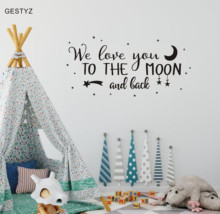 Wall Decal Kids We Love You to the Moon and Back Quote Wall Decals Nursery Vinyl Wall Decals for Kids room(2) 2024 - buy cheap