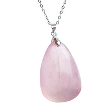 Natural Rose Quartz Pendant Pink Star Light Gemstone Crystal Water Drop Bead Necklace  Pendant Woman Femme 35*23*14mm 2024 - buy cheap