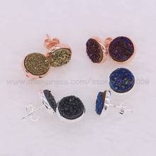 8 Pairs Multi color druzy stud earrings natural druzy stone earring fashion stud earrings  gem jewelry for women 1852 2024 - buy cheap