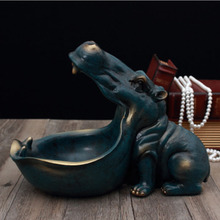 Abstrato hippopotamus estátua com armazenamento funcion resina artware escultura ornamento para mesa decoração de casa acessórios 2024 - compre barato