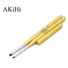 Акихи 2 шт./компл. Угловые плоские Кисти с золотыми ручками для нейл-арта, 3D-дизайн, ручка для рисования, Гель-лак для УФ-маникюра 2024 - купить недорого