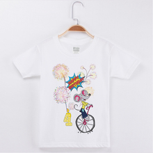Camiseta infantil de algodão com estampa de desenho, camiseta curta de algodão para meninos e meninas 2024 - compre barato