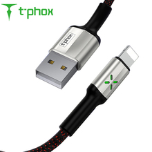 T-phox Intelligent Power Off LED Lighting USB Cable for iPhone XS Max XR Xs Auto recharge  2.4A Fast Charging Data Cord 2024 - buy cheap