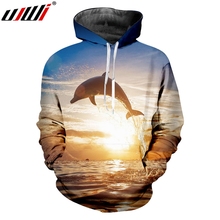 UJWI Animal Theme Men's Hoodies 3D Printed Dolphin Hooded Pullover Wholesale Man Large Size Leisure 5XL Direct Selling 2024 - buy cheap