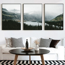 Картина на холсте с природным пейзажем, плакат в скандинавском стиле, настенные художественные фотографии для декора гостиной, плакаты «озеро» и принты 2024 - купить недорого