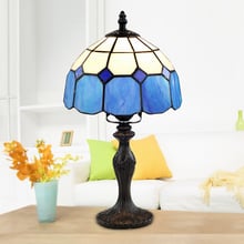 Vintage Stained Glass Lampshade Table Lamp Tiffany Style Table Lamp Retro Home Decor Table Lamp E27 2024 - buy cheap