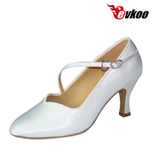 Evkoodance Black And White Color Woman Ballroom Comfortable Latin Dance Shoes Satin Material 7cm Heel Height Evkoo-025 2024 - buy cheap