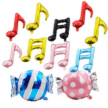 Birthday party candy balloon Wedding,kids party,baby shower Aluminum foil  music note balloon background DIY hanging decorations 2024 - buy cheap
