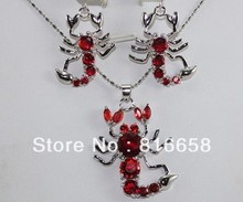 Red Zircon Scorpion Shaped Pendant Earring Set 2024 - buy cheap